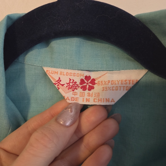 Vintage Cowgirl Teal Floral Blouse - Picture 5 of 7